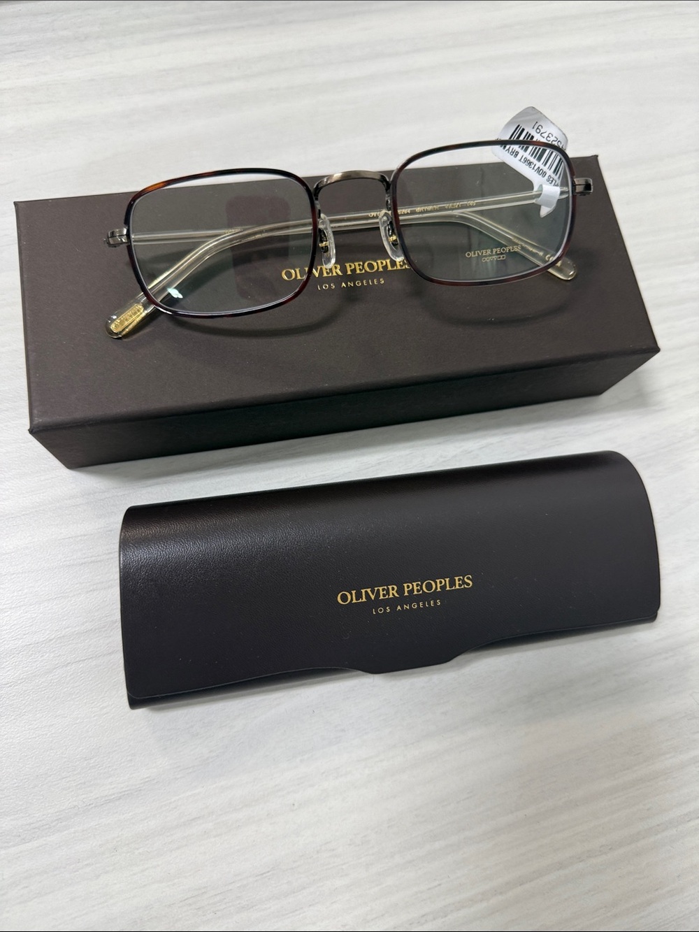 Oliver Peoples brymer ov1366T Brown Tortoiseshell & Gold Rectangular Eyeglasses
